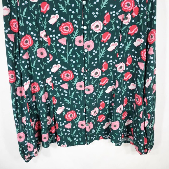 Matilda Jane Medium Top Yesteryear Blouse Green Pink V Neck Button Down 1429 - Picture 6 of 9